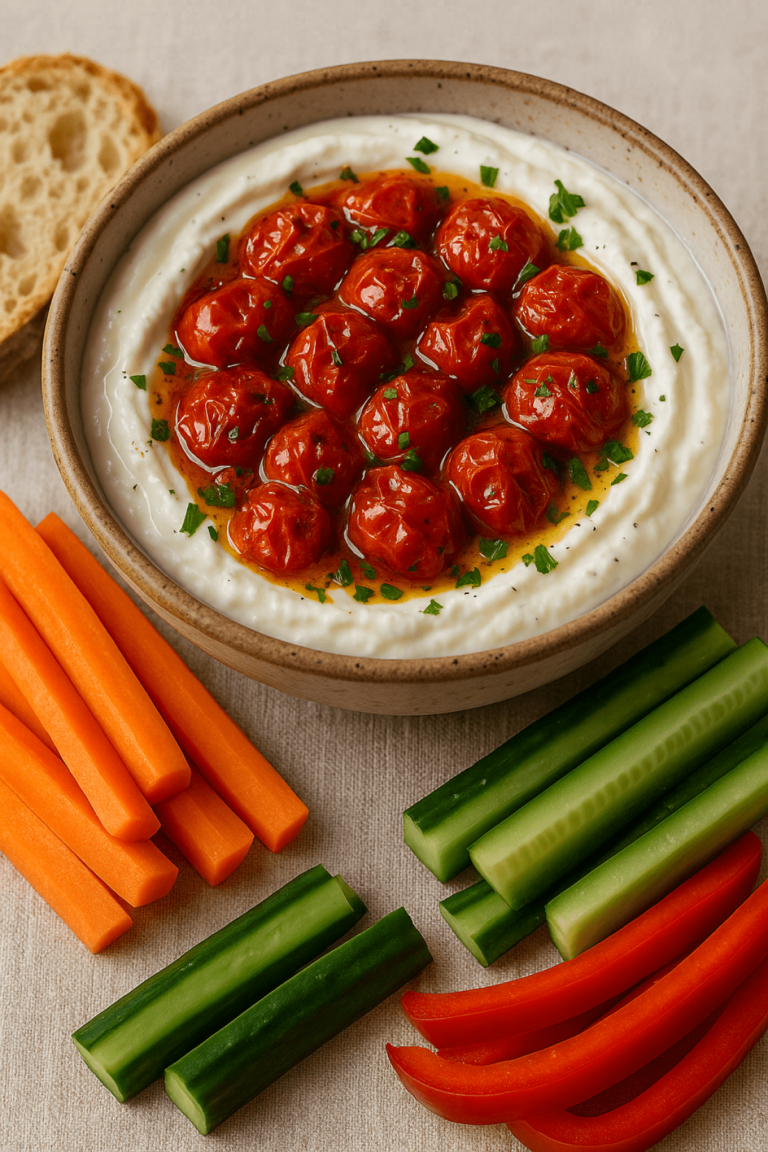roasted cherry tomato yogurt dip, tomato dip recipe, yogurt dip easy, dip with roasted tomatoes, quick dip, vegetarian dip, dip for vegetables, dip for bread, summer dip, Mediterranean dip, homemade dip, simple recipe, appetizer recipe, side dish recipe, party dip, grill dip, vegan dip (if option mentioned), healthy recipe.