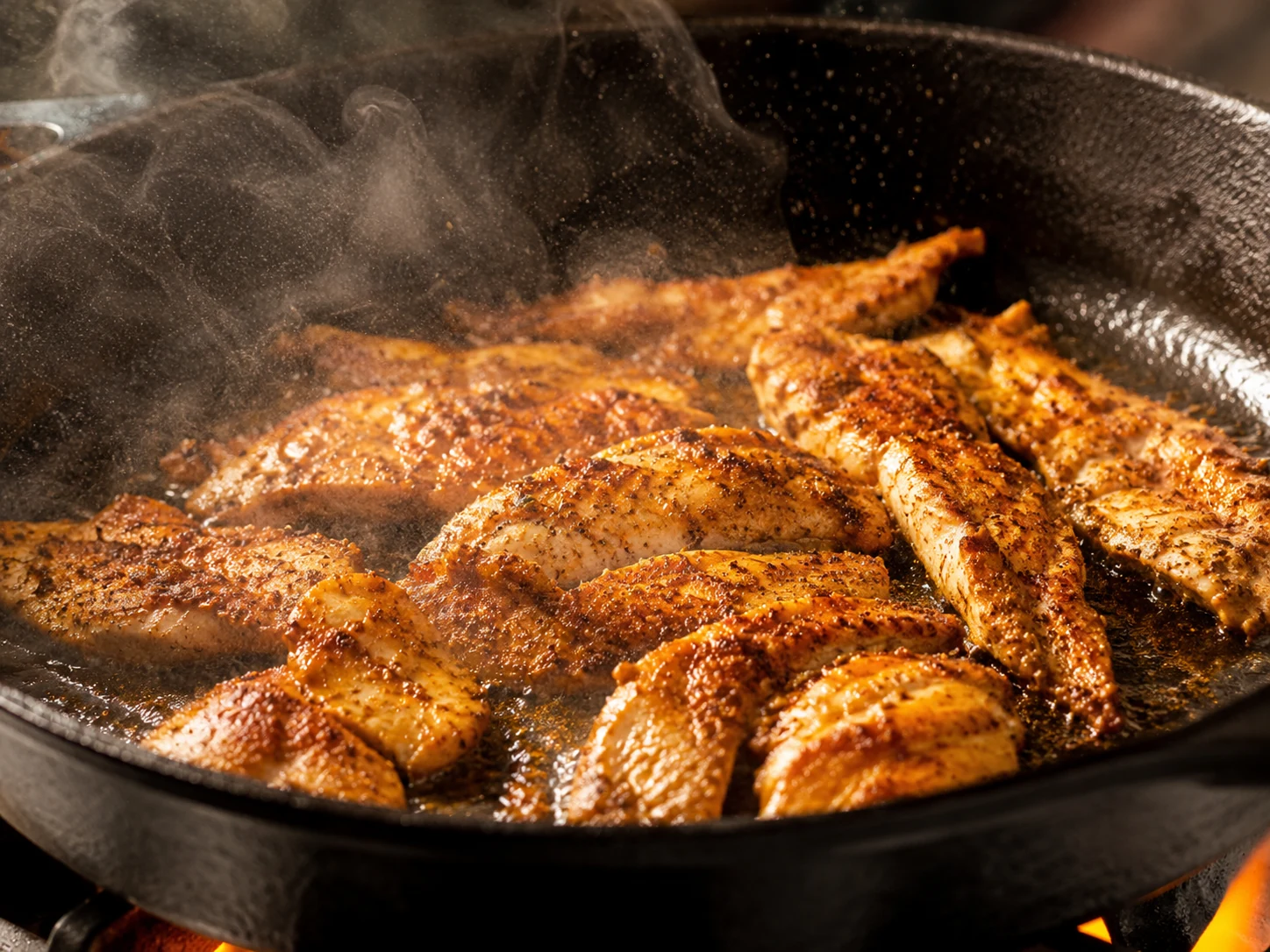 glp1 friendly chicken bowl chicken searing process shot