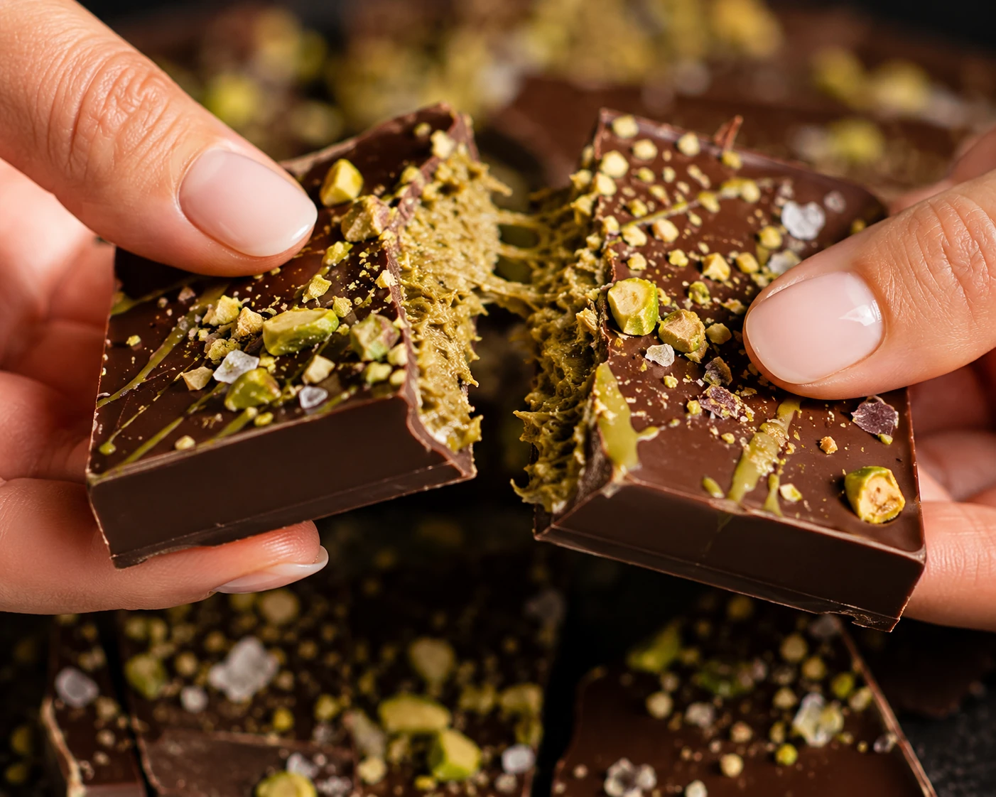 breaking Dubai chocolate bark