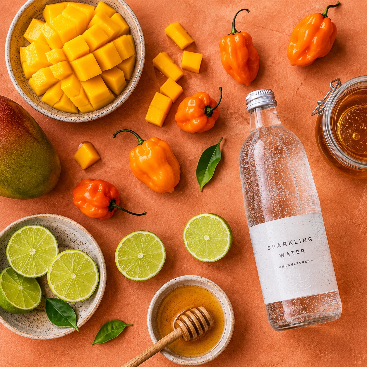 mango habanero ingredients flatlay