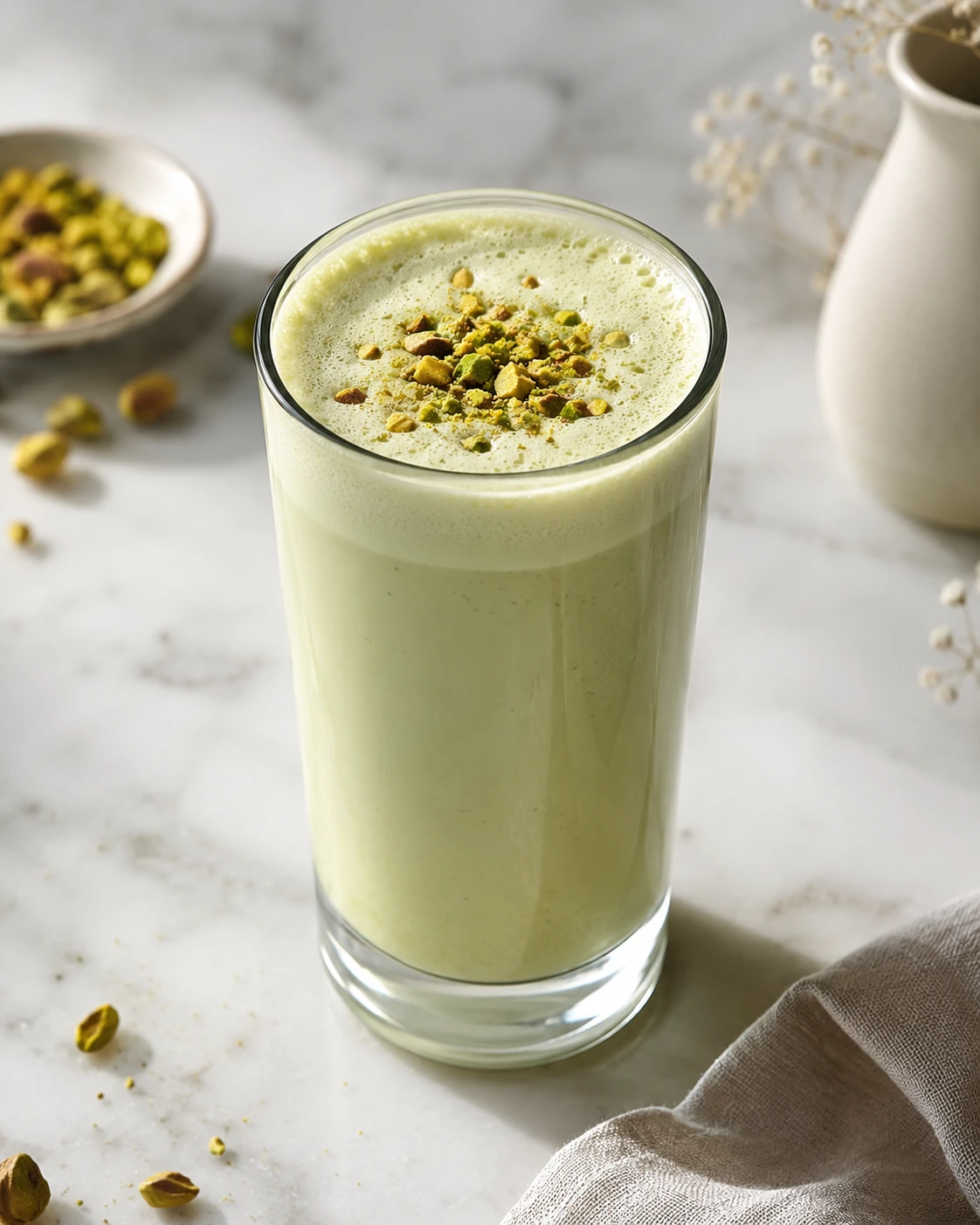 homemade pistachio latte recipe with microfoam