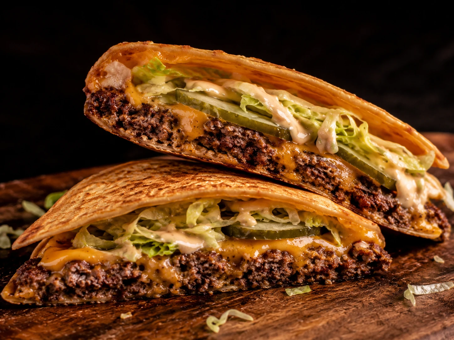 smash burger taco cross section