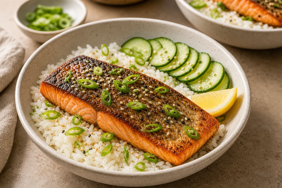 Air Fryer Salmon served