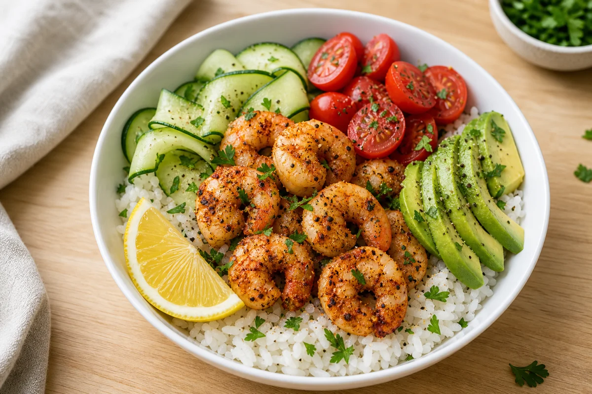 Air Fryer Shrimp served